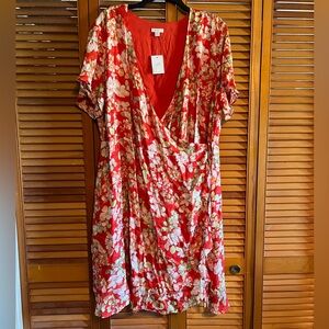 J. Jill Floral Flutter Sleeve Wrap Dress nwt